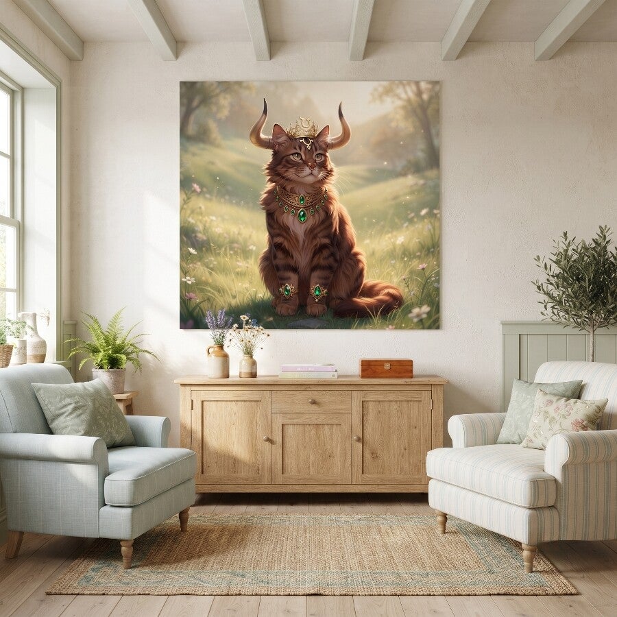 Koning van de Weide – katten schilderij sterrenbeeld Stier