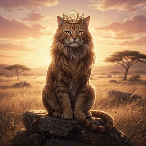 Astrologisch symbool van Leeuw – Majestueuze kat in savanne