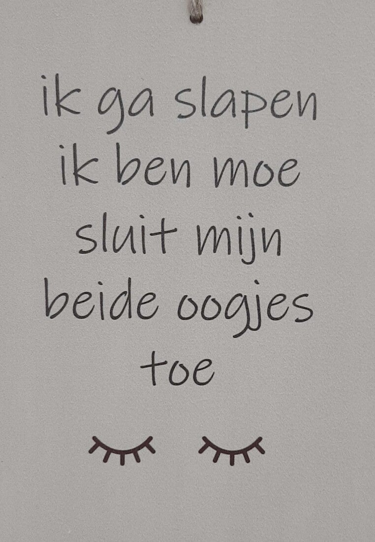Ik Ga Slapen – baby schilderij met tekst op hout voor kinderkamer