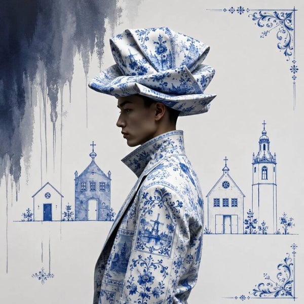 Blauw Baken – Delfts blauw modeportret met Hollandse architectuur