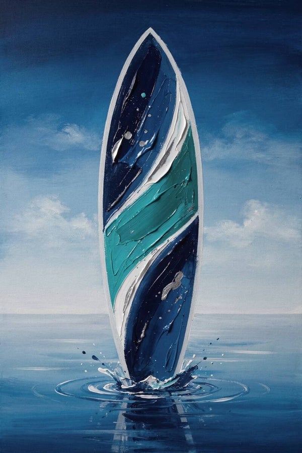 Ocean Flow – surfplank schilderij zee blauw turquoise tienerkamer strand