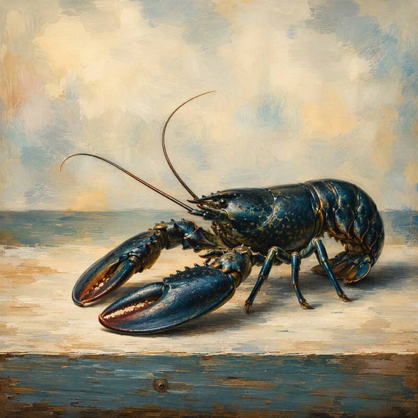 Blauwe Kreeft – Blauw kreeft schilderij voor keuken en eetkamer
