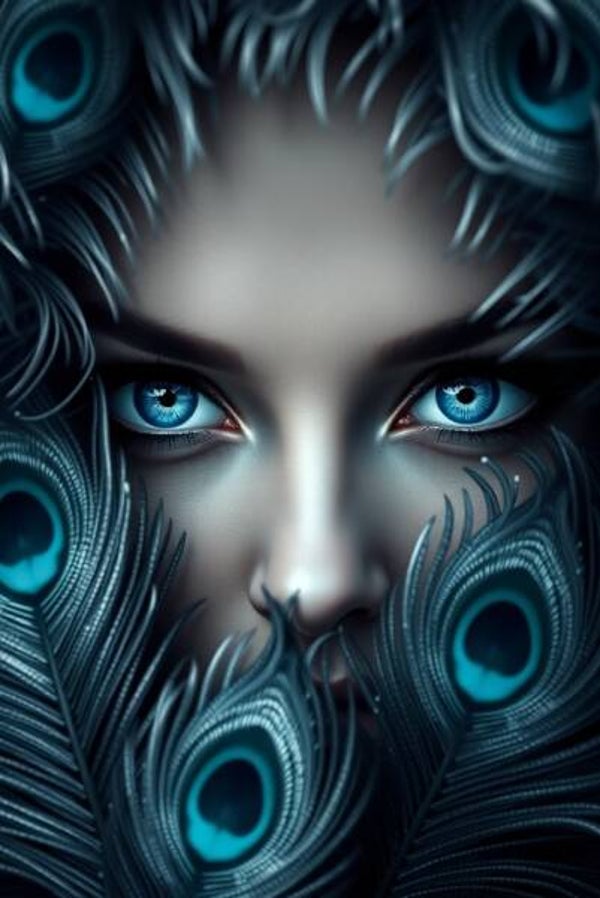 Enchanted Eyes – Schilderij met Betoverende Blik 🦚🎨✨