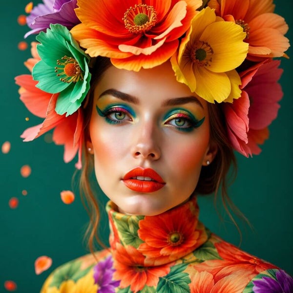 Bloemenkracht – kleurrijk schilderij met bloemenportret en expressieve kleuren