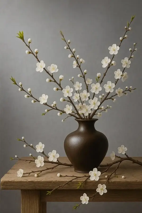 Rustieke Bloesemkracht – witte bloesemtakken in vaas, landelijke stijl/🖤 Black Friday