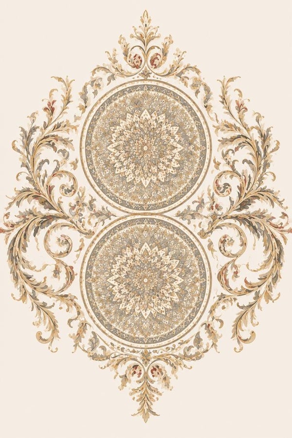 Ornamentcirkel in Aardetinten – boho schilderij met dubbele mandala