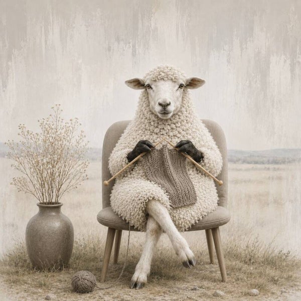 Breiende Dame van de Weide – landelijk schapen schilderij