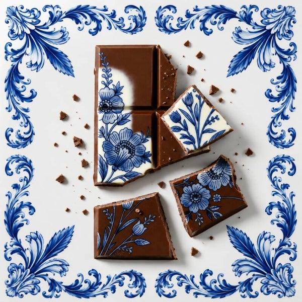 Delfts Choco – Chocolade met Delfts Blauwe Bloemen Schilderij