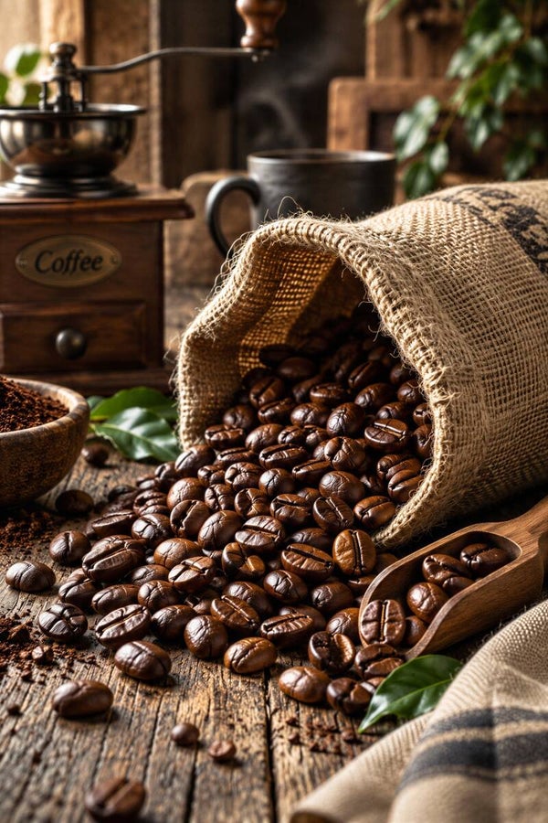 Coffee Harvest – koffiebonen en koffiemolen