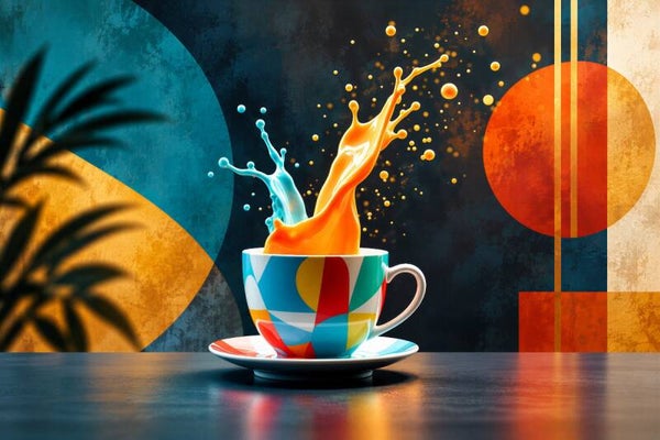 Color Splash Coffee – kleurrijk koffie schilderij voor keuken en eetkamer