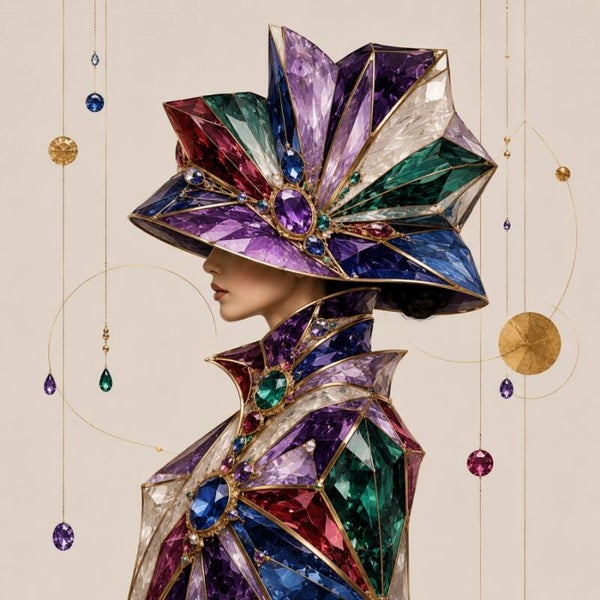 Crystal Empress – Abstract mode schilderij met kristallen en edelstenen
