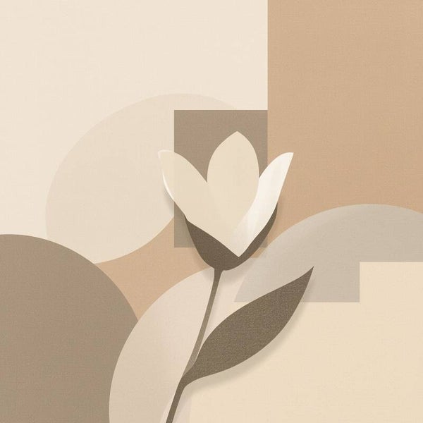 Dageraad – Aardebloem, abstract bloem schilderij met linnenstructuur