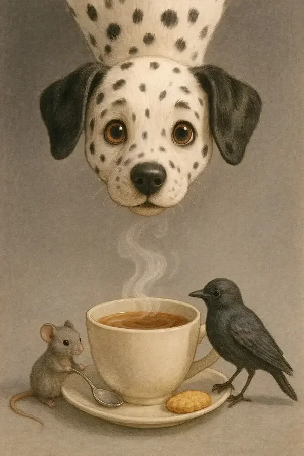 Stipgeluk – koffiemoment met Dalmatiër, muis en vogel/🖤 Black Friday