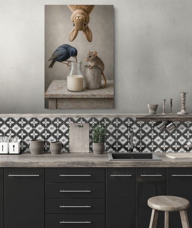 De Melkrovers dieren wanddecoratie sfeerafbeelding