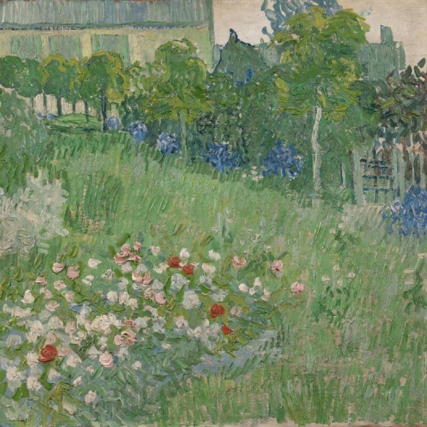De tuin van Daubigny – Vincent van Gogh schilderij met bloementuin