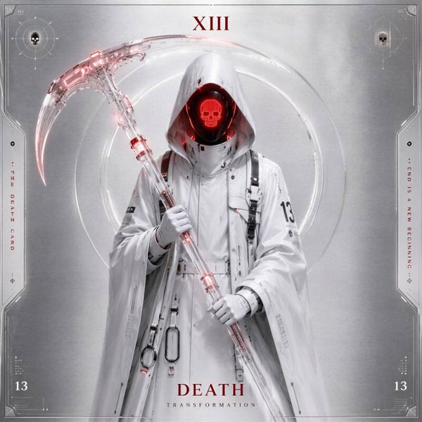 Mystic Tarot – Death XIII – futuristische tarotkaart schilderij
