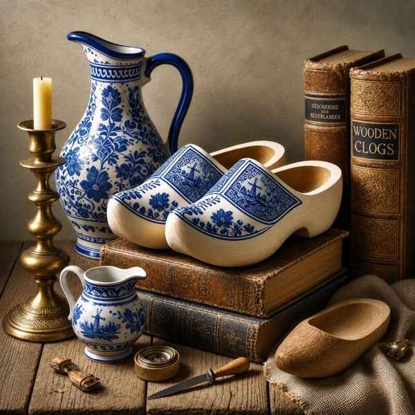 Hollands Erfgoed – Delfts blauw stilleven met klompen