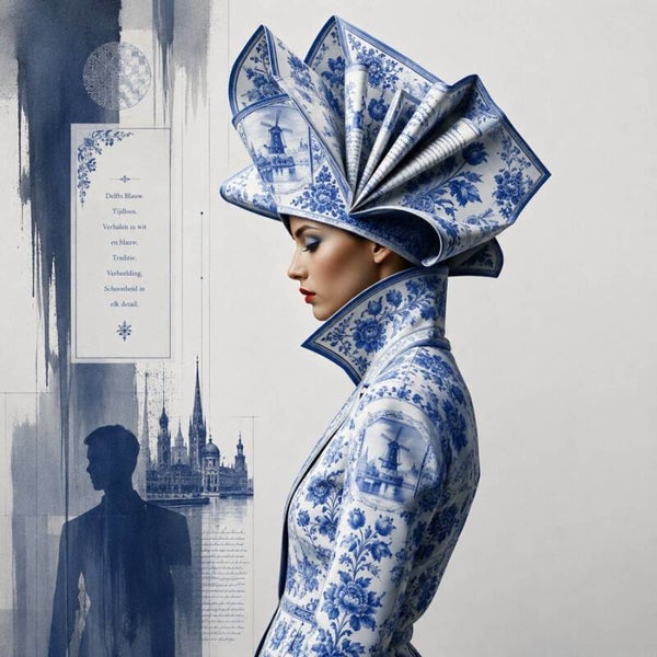 Porseleinen Verhalen – Delfts blauw modeportret met Hollandse details