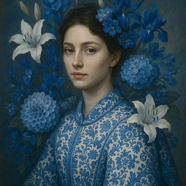 Blauw en puur – vrouw in Delfts blauw