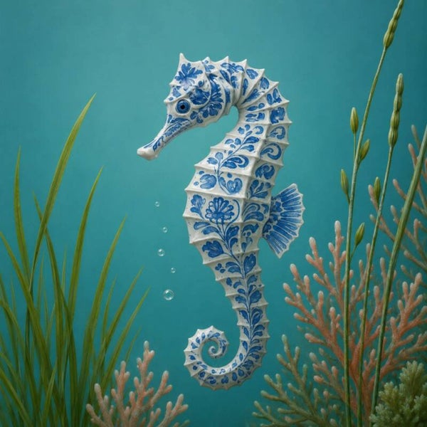 Delfts Zeepaard – Delfts blauw zeepaardje in onderwaterwereld