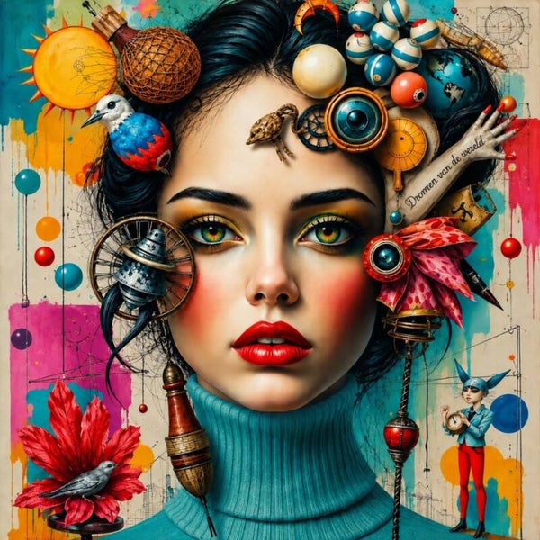 Dromen van de Wereld – abstract vrouw schilderij vol fantasie