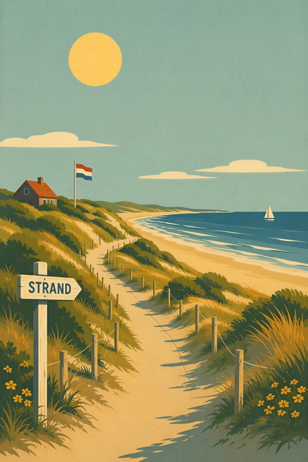 De Duinroute naar Zee – duinpad, strand en zeilboot