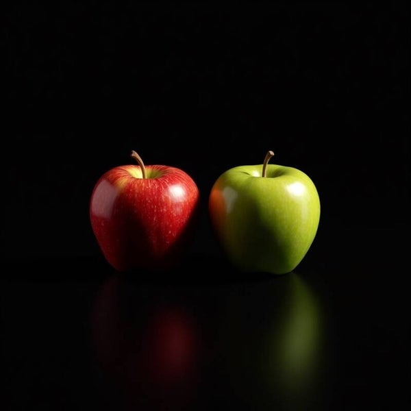 Duo van Appels – modern schilderij met rode en groene appel