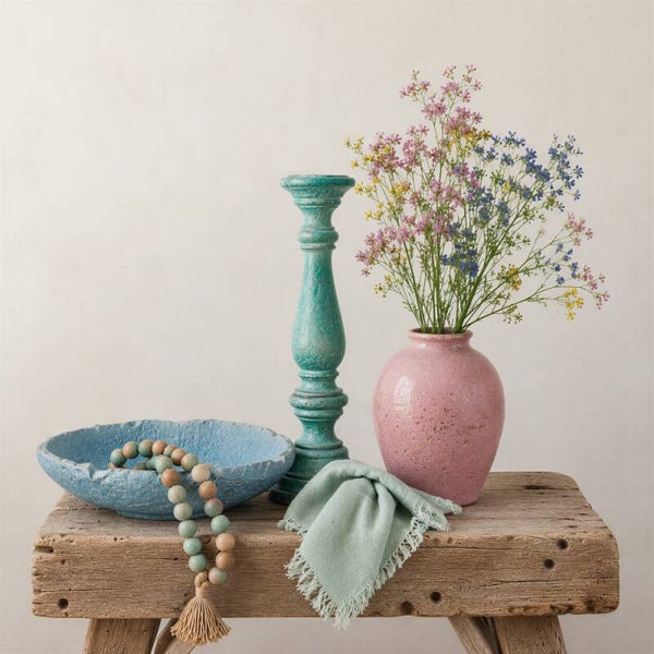 De Rustieke Landbank – stilleven bloemen vaas schaal pastel kleuren landelijk schilderij