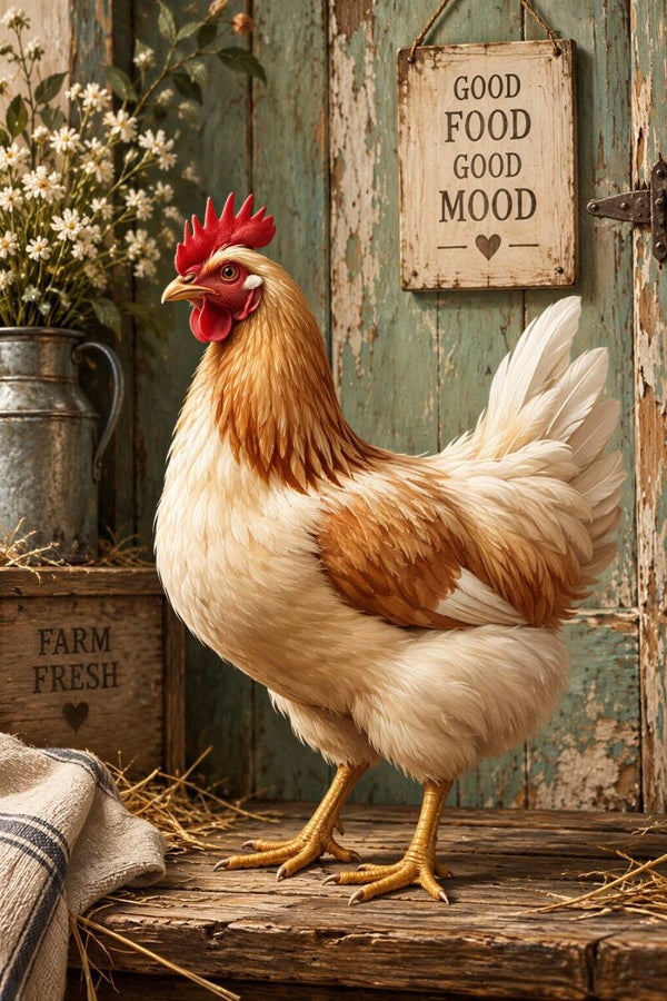Farm Fresh – landelijke kip wanddecoratie