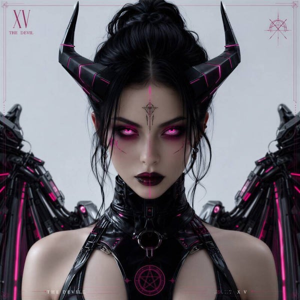Mystic Tarot – The Devil XV – futuristische duivel tarot schilderij