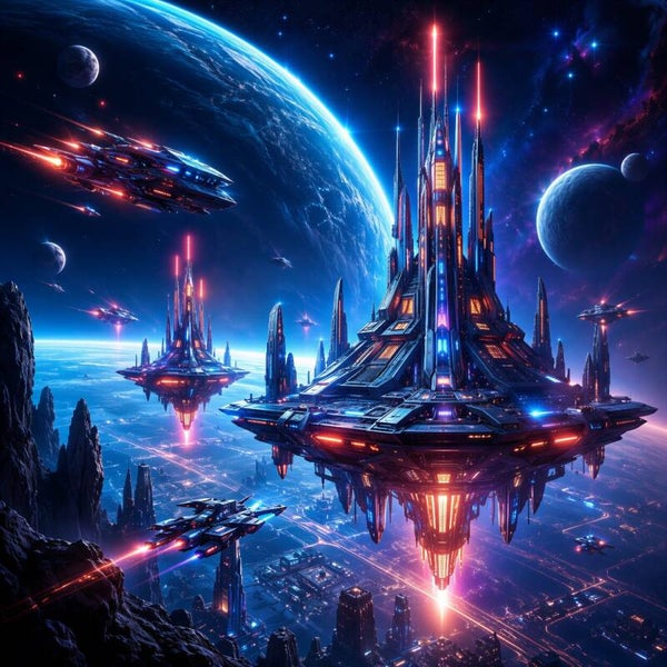 Galactic Citadel – futuristisch ruimtestation schilderij