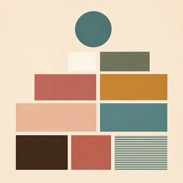 Geometric Block Muse – modern abstract schilderij met minimalistische vormen
