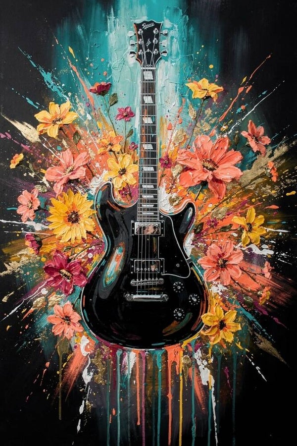 Power Chords – gitaar schilderij game room tienerkamer mancave muziek wanddecoratie