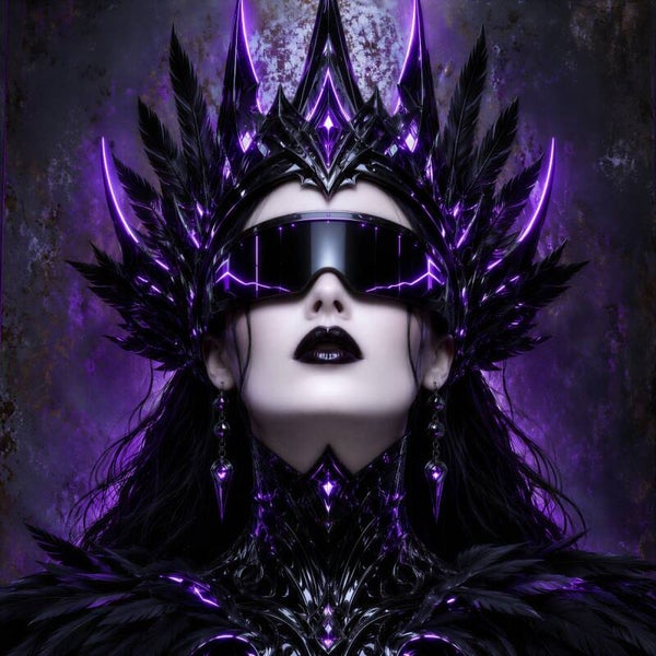 Violet Sovereign – gothic cyberpunk koningin schilderij
