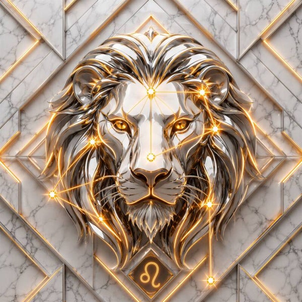 Celestial Leo – gouden leeuw sterrenbeeld schilderij