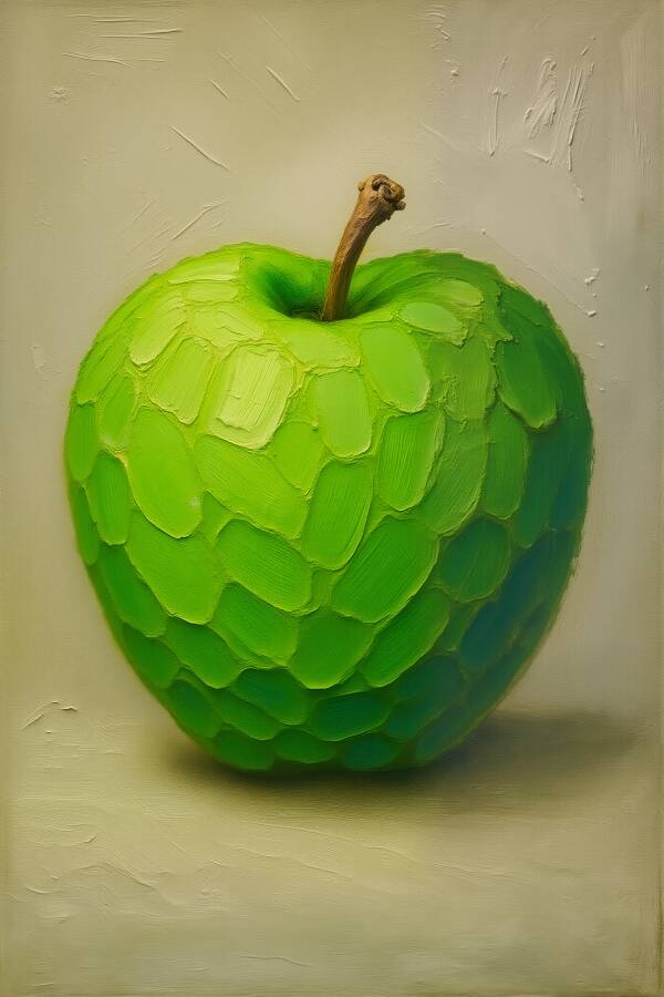 Groene appel – Schilderij met verfstructuur voor de keuken