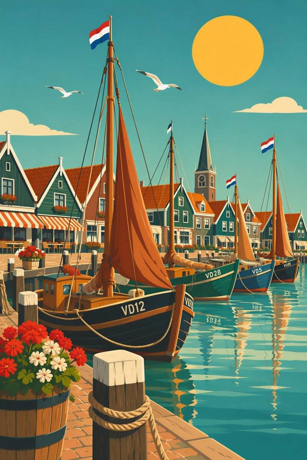 De Hollandse Haven – zeilboten, vissershaven en Nederlandse vlaggen