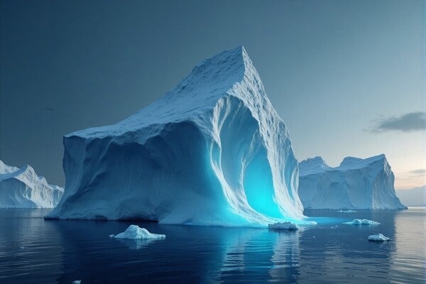 Schilderij ijsberg met lichtspel