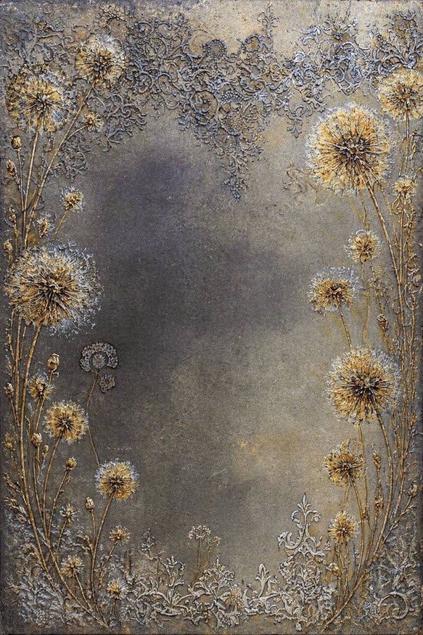 Paardenbloem Droogbloemen – schilderij industrieel landelijk in beige en bruin
