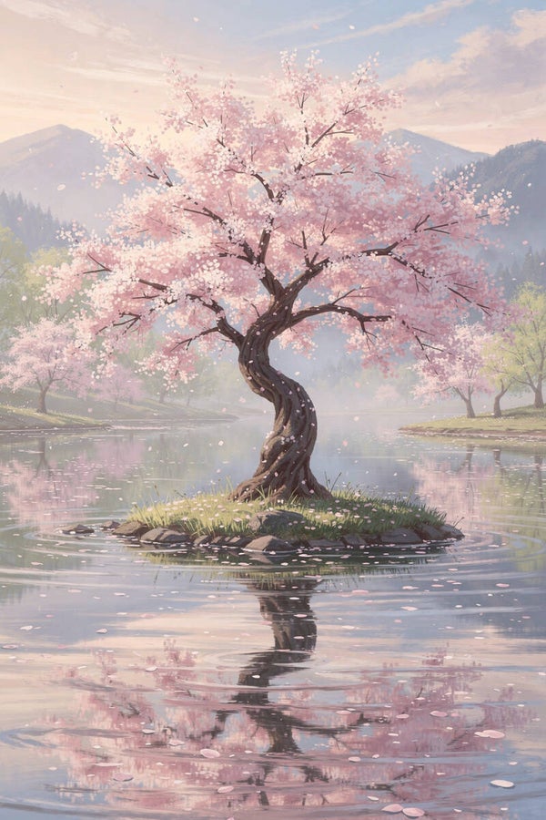 Japanse bloesemboom – sakura landschap schilderij