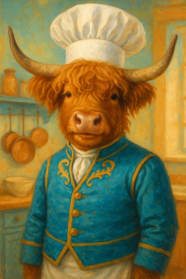 Keuken schilderij – Schotse kok in blauw uniform