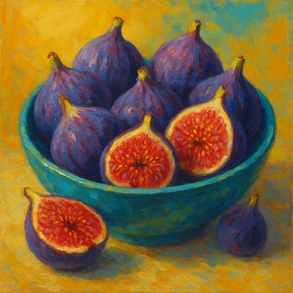 Keuken schilderij – verse vijgen in turquoise schaal