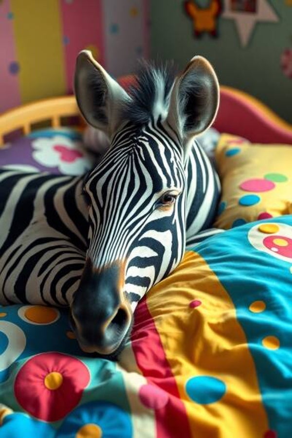 🦓Droomzebra Wonderland – Kleurrijke Kinderkamer Wanddecoratie