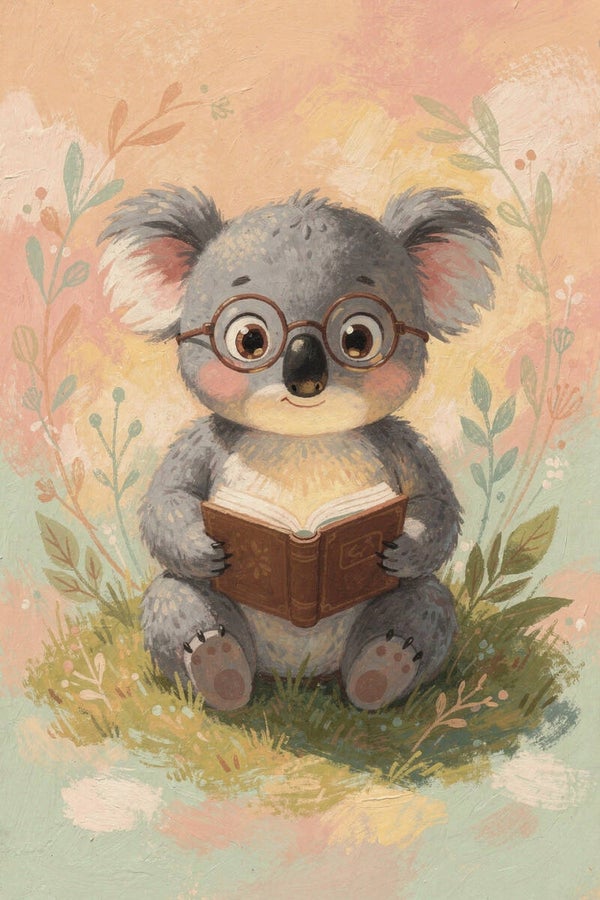 Boekenvriendje koala schilderij kinderkamer leeshoek dier