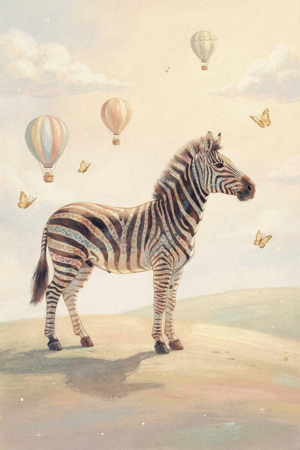 Droomreis van de savanne – zebra met luchtballonnen