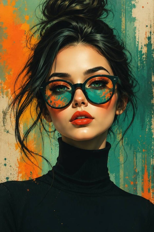 Kleuren Zonder Regels – modern vrouw schilderij met bril