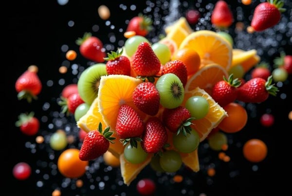 Kleurrijke fruitexplosie – schilderij met aardbei, kiwi en citrus