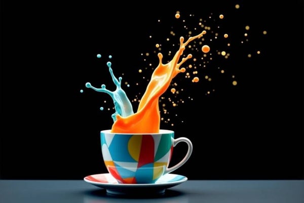 Kleurrijke koffiesplash – schilderij met moderne keukenstijl