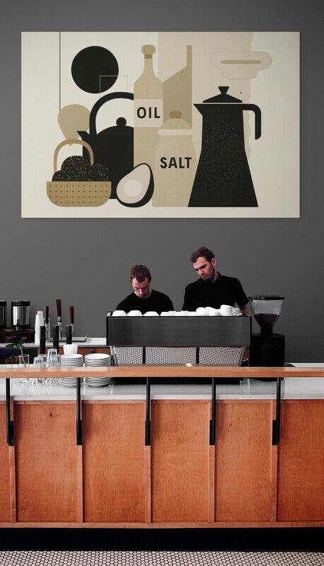 Schilderij in koffiebar of lunchroom
