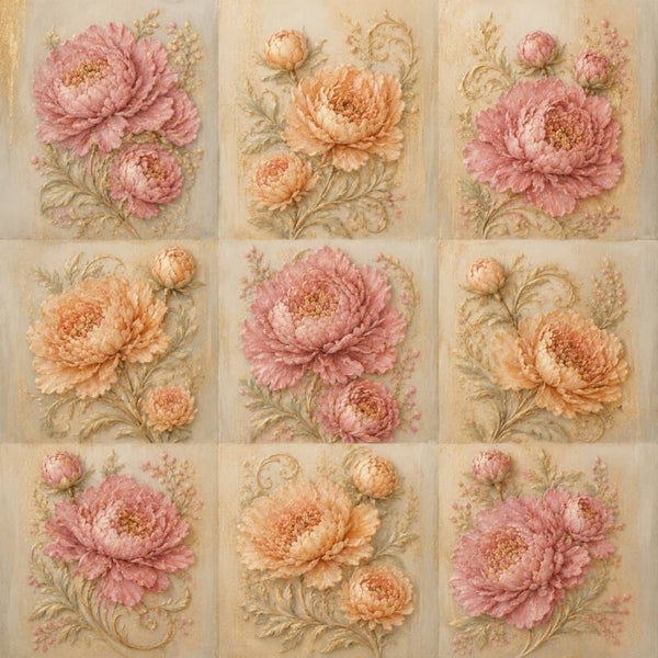 Zachte Bloei – landelijk romantisch bloemen schilderij pastel pioenrozen